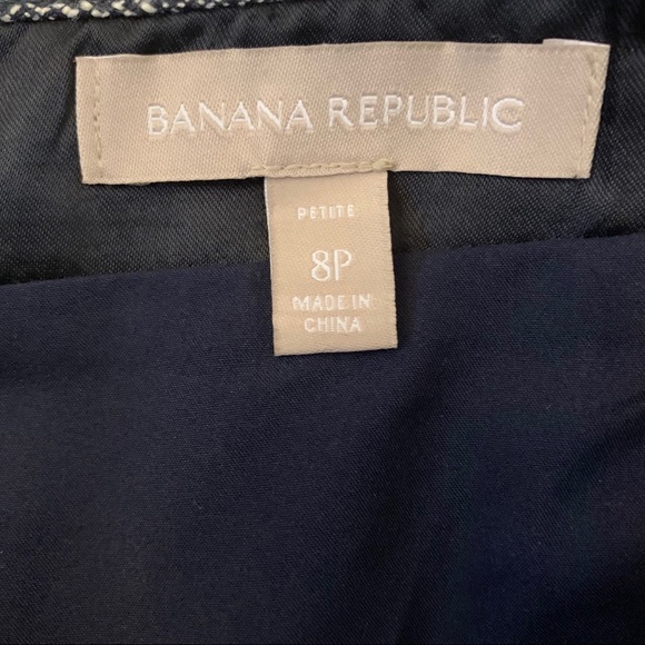 ✅ Banana Republic Blue White Tweed Skirt 8 Petite - Picture 5 of 9